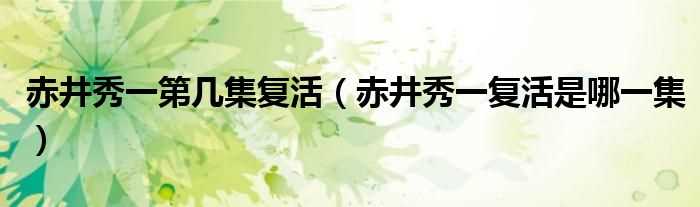 赤井秀一复活是哪一集_赤井秀一第几集复活?(赤井秀一复活是哪一集)