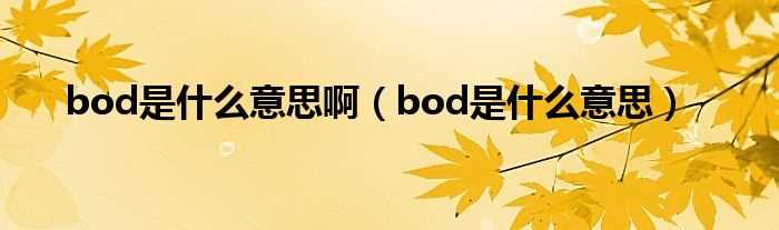 bod是什么意思_bod是什么意思啊?(bod)