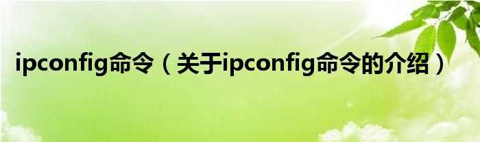 关于ipconfig命令的介绍_ipconfig命令(ipconfig)