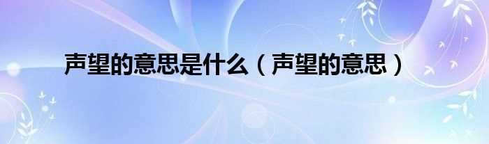 声望的意思_声望的意思是什么?(声望)