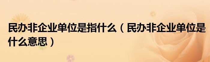 民办非企业单位是什么意思_民办非企业单位是指什么?(民办非企业单位)