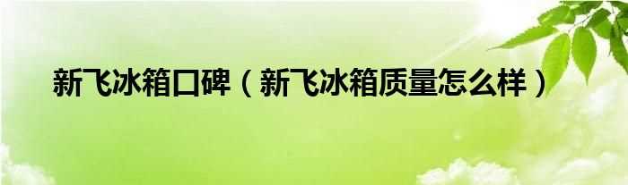 新飞冰箱质量怎么样_新飞冰箱口碑?(新飞冰箱)