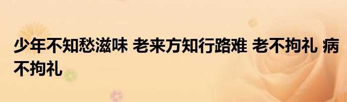 少年不知愁滋味_老来方知行路难_老不拘礼_病不拘礼(少年不知愁滋味)