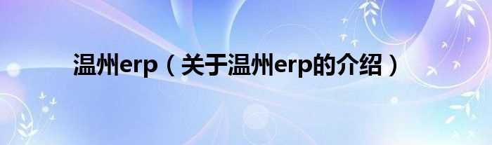 关于温州erp的介绍_温州erp(温州erp)