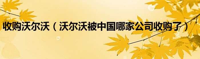 沃尔沃被中国哪家公司收购了_收购沃尔沃?(收购沃尔沃)