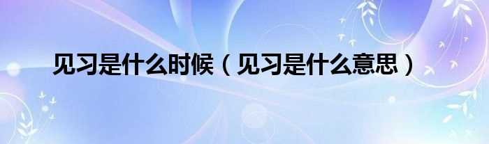 见习是什么意思_见习是什么时候?(见习)