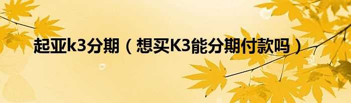 想买K3能分期付款吗?起亚k3分期(起亚k3分期付款)