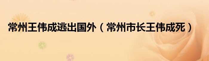 常州市长王伟成死_常州王伟成逃出国外(常州市长王伟成)