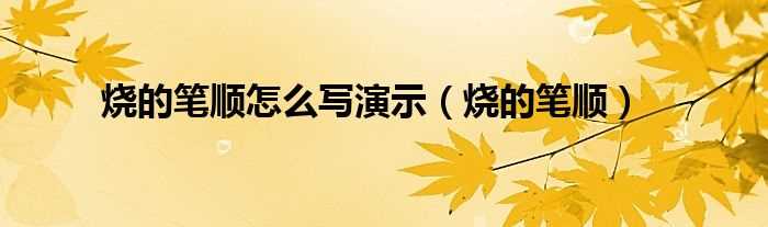 烧的笔顺_烧的笔顺怎么写演示?(烧的笔顺)