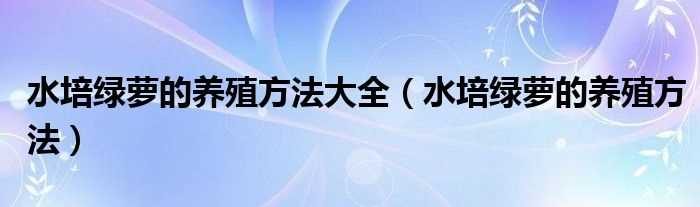 水培绿萝的养殖方法_水培绿萝的养殖方法大全(水培绿萝)