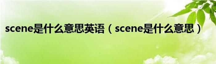 scene是什么意思_scene是什么意思英语?(scene)