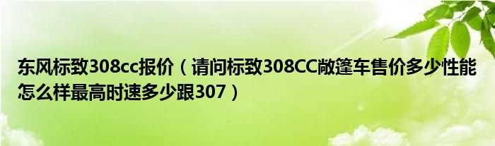 请问标致308CC敞篷车售价多少性能怎么样最高时速多少跟307_东风标致308cc报价?(东风标致308cc)