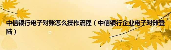 中信银行企业电子对账登陆_中信银行电子对账怎么操作流程?(中信银行网上对账)