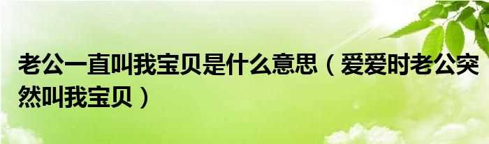 爱爱时老公突然叫我宝贝_老公一直叫我宝贝是什么意思?(宝贝叫我)