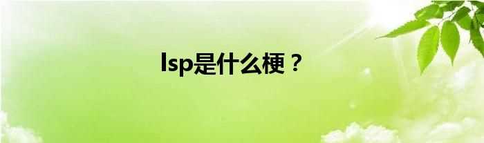 lsp是什么梗？?(lsp)