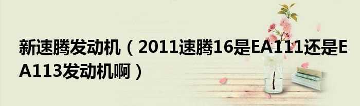 2011速腾16是EA111还是EA113发动机啊_新速腾发动机(新速腾1.6发动机)