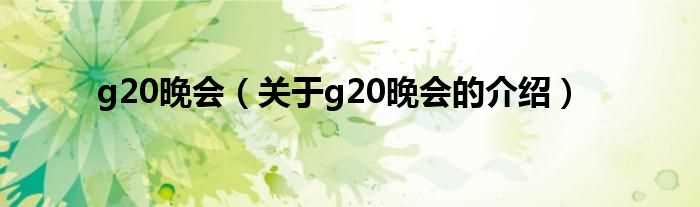 关于g20晚会的介绍_g20晚会(g20演出)