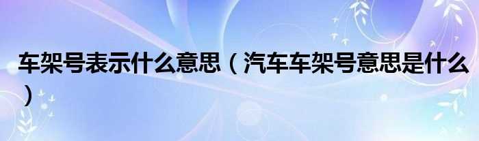 汽车车架号意思是什么_车架号表示什么意思?(车架号是什么意思)