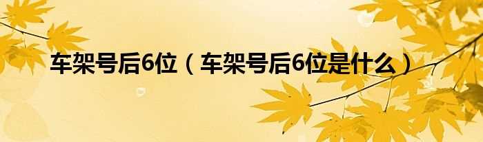 车架号后6位是什么_车架号后6位?(车辆识别代号后六位)