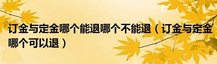 订金与定金哪个可以退_订金与定金哪个能退哪个不能退?(订金定金哪个不能退)