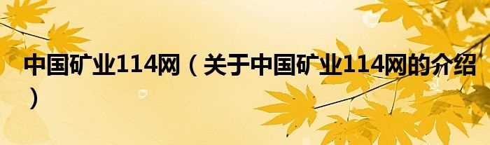 关于中国矿业114网的介绍_中国矿业114网(中国矿业114网)