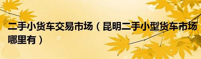 昆明二手小型货车市场哪里有_二手小货车交易市场?(昆明二手货车交易市场)