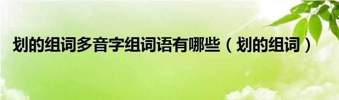 划的组词_划的组词多音字组词语有哪些?(划的多音字组词)