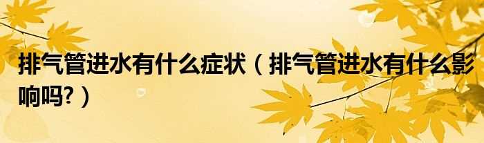 排气管进水有什么影响吗?排气管进水有什么症状?(排气管进水)