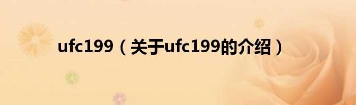 关于ufc199的介绍_ufc199(ufc199)