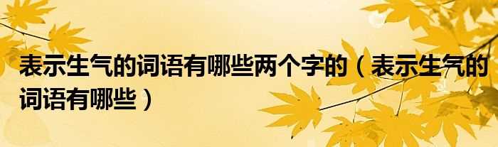 表示生气的词语有哪些_表示生气的词语有哪些两个字的?(形容生气的词语2个字)