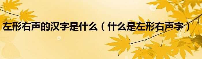 什么是左形右声字_左形右声的汉字是什么?(左形右声的字)