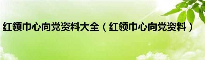 红领巾心向党资料_红领巾心向党资料大全(红领巾心向党资料)