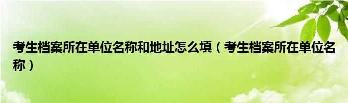 考生档案所在单位名称_考生档案所在单位名称和地址怎么填?(考生档案所在单位怎么填)