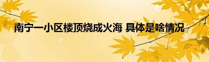 南宁一小区楼顶烧成火海_具体是啥情况(南宁一小区楼顶烧成火海)