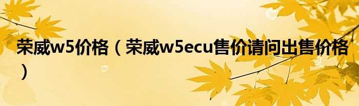 荣威w5ecu售价请问出售价格_荣威w5价格(荣威w5价格)