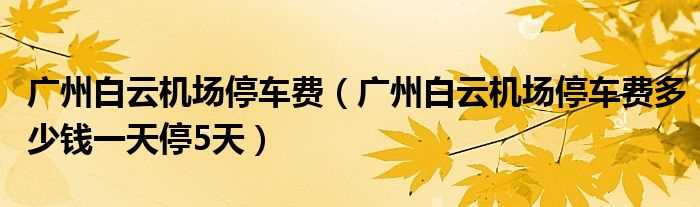 广州白云机场停车费多少钱一天停5天_广州白云机场停车费?(广州白云机场停车费)