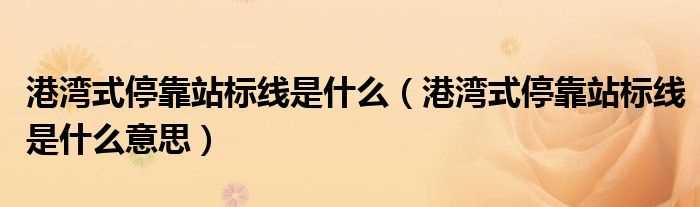 港湾式停靠站标线是什么意思_港湾式停靠站标线是什么?(港湾式停靠站)