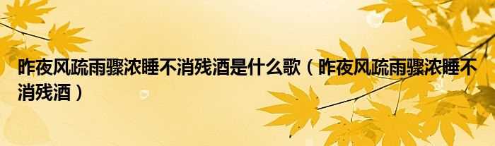 昨夜风疏雨骤浓睡不消残酒_昨夜风疏雨骤浓睡不消残酒是什么歌?(昨夜雨疏风骤 浓睡不消残酒)