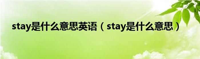 stay是什么意思_stay是什么意思英语?(stay)