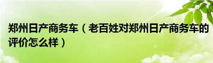 老百姓对郑州日产商务车的评价怎么样_郑州日产商务车?(郑州日产怎么样)