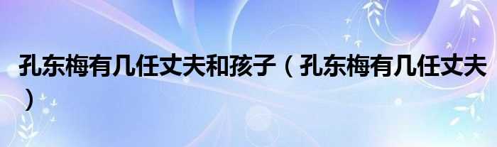 孔东梅有几任丈夫_孔东梅有几任丈夫和孩子?(孔东梅有几任丈夫)