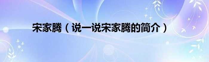 说一说宋家腾的简介_宋家腾(宋家腾)