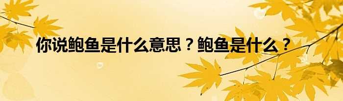 你说鲍鱼是什么意思？鲍鱼是什么？?(鲍鱼是什么意思)