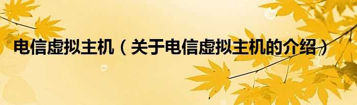 关于电信虚拟主机的介绍_电信虚拟主机(电信虚拟主机)