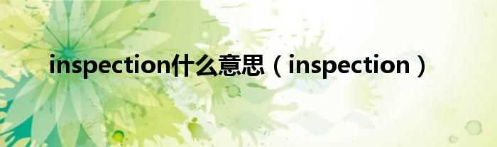 inspection_inspection什么意思?(inspection)