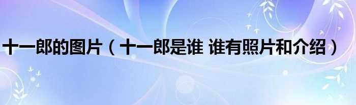 十一郎是谁_谁有照片和介绍_十一郎的图片(十一郎照片)