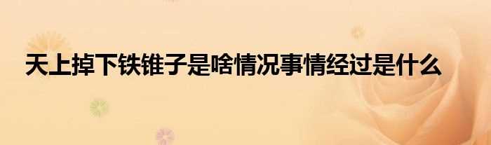 天上掉下铁锥子是啥情况事情经过是什么?(天上掉下铁锥子)