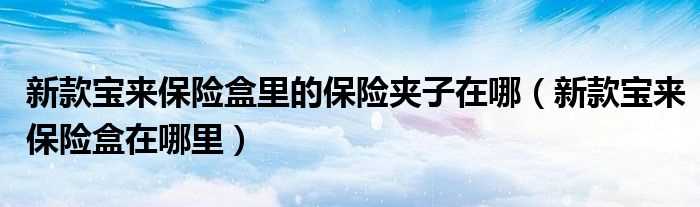 新款宝来保险盒在哪里_新款宝来保险盒里的保险夹子在哪?(新宝来保险)