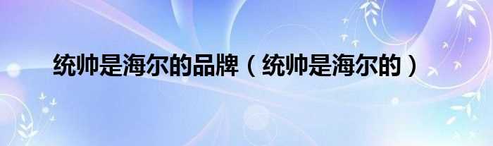 统帅是海尔的_统帅是海尔的品牌(统帅是海尔的吗)