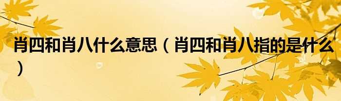 肖四和肖八指的是什么_肖四和肖八什么意思?(肖四)